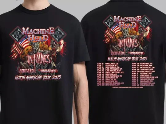 Discover Machine Head Tour 2025 T-Shirt North America Dates Two Sided Tee