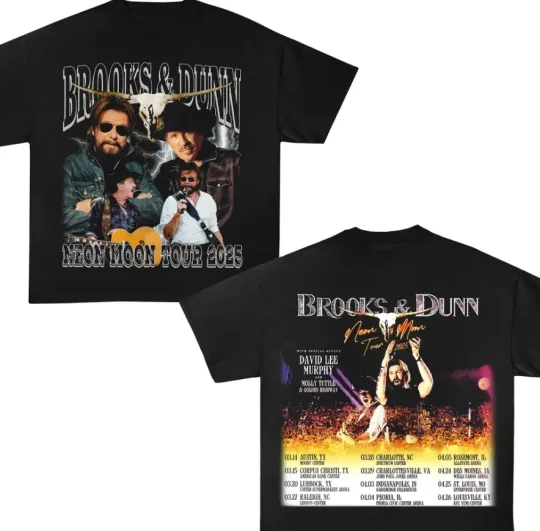 Discover 2025 Brooks and Dunn Neon Moon Tour Double Sided T-shirt