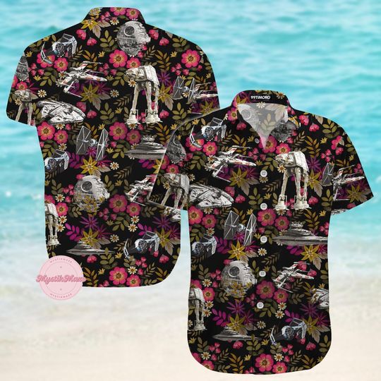 Discover Spaceship Button Shirt, Starr Warss Hawaiian Shirt, Magicc Kingdom Shirt, Family Vacation