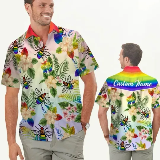 Discover Custom Name Men Hawaiian Shirt For Lgbt Community