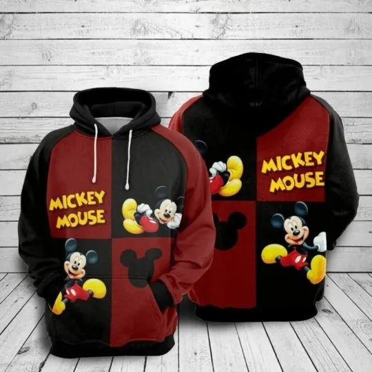 Discover classic new new shirt Mickeyy mouse Black Red Over Print 3D Hoodie all size