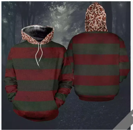 Discover Freddy Krueger Cosplay Costume Halloween Scary Movie 3D HOODIE