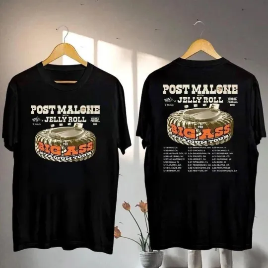 Discover Post Malone Big Ass Stadium Tour 2025 Shirt Post Malone And Jelly Roll Shirt