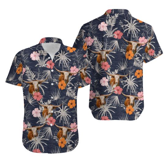 Discover Texas Longhorn Tropical Exotic Hawaiian Shirt, Birthday Gift, Summer Gift