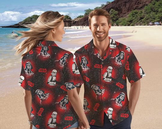 Discover Retro Disneyyy Starr Warss Hawaiian Shirt, Darthh Vaderr Stormtrooper Hawaii Shirt