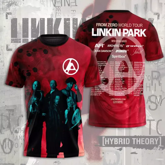 Discover Linkin Park 2025 From Hero World Tour Date & Location 3D T-Shirt