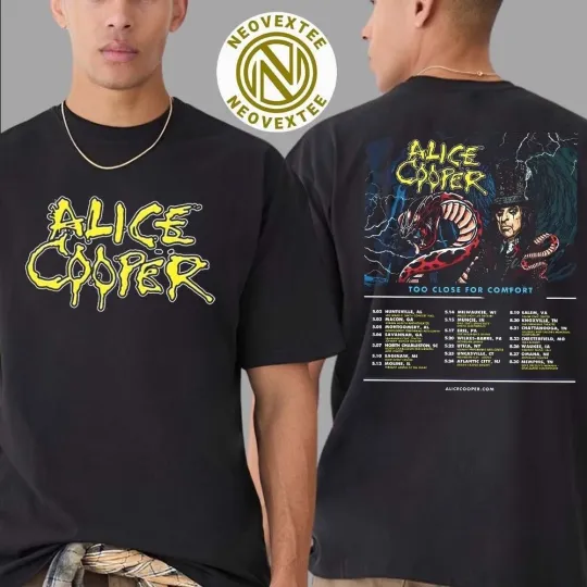 Discover Alice Cooper Too Close For Comfort Tour 2025  List Dates T-Shirt