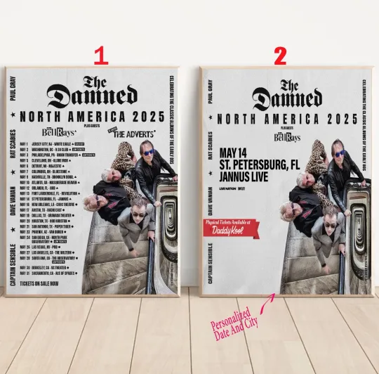 Discover Custom The Damned North America 2025 Tour Poster