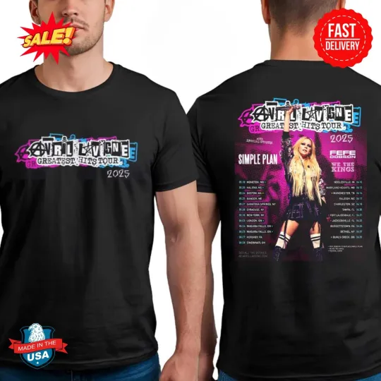 Discover Avril Lavigne Greatest Hits Tour 2025 With Special Guests Simple Plan T-Shirt