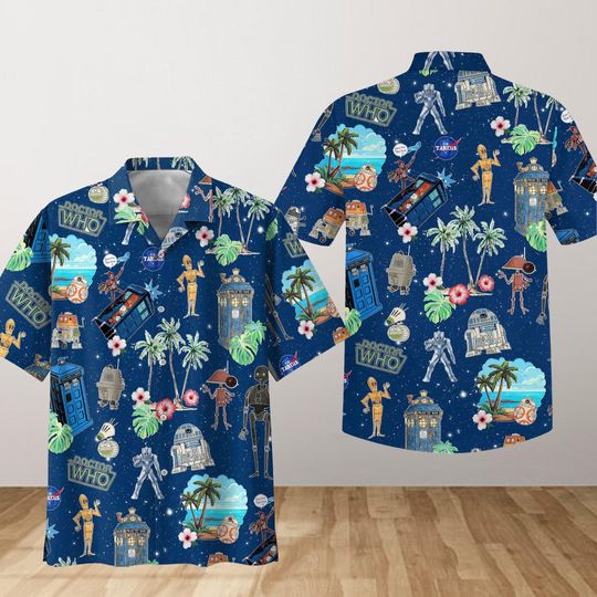 Discover Doctor Who Starr Warss Hawaiian Shirt, Disneyyy Movie Button Shirt