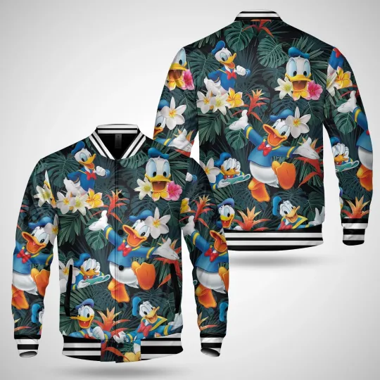 Discover Donald Duckk With Happy Faces Green Tropical Summer Vibes Jacket