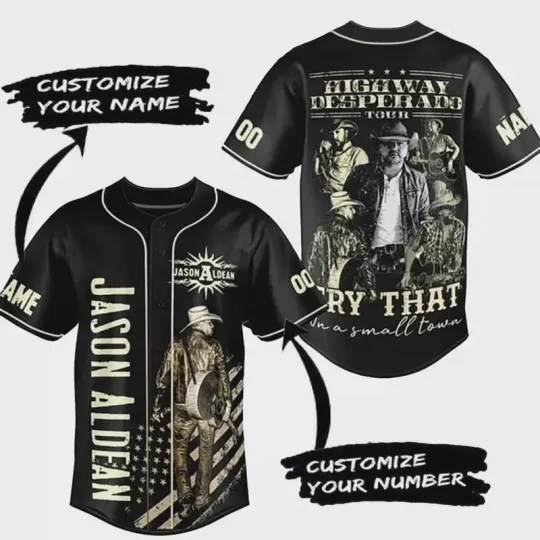 Discover Jason Aldean Try That In A Small Town Highway Desperado Tour Baseball Jersey