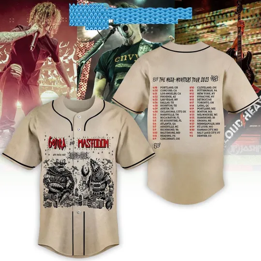 Discover Gojira And Mastodon The Mega Monsters Tour 2023 Baseball Jersey