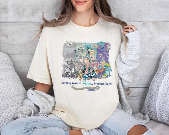 Discover Retro Disneyyland 70th anniversary 1955-2025 Shirt, Vintage Disneyyland 70th Anniversary Shirt