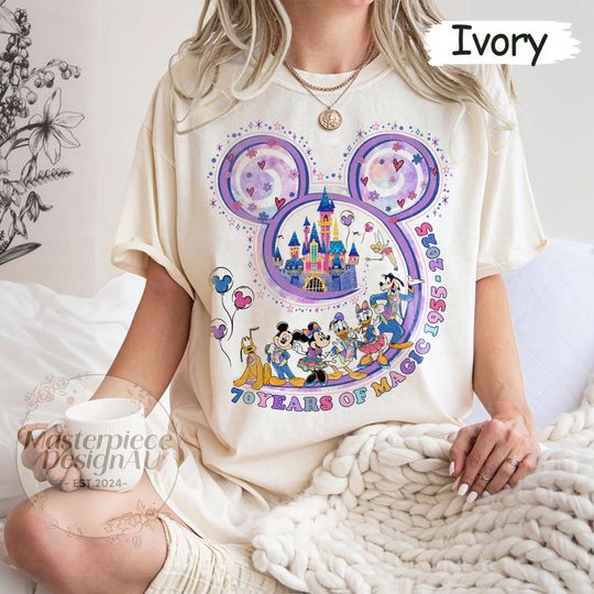 Discover Retro Disneyyland 70th Anniversary 1955-2025 Shirt, 70 Years Of Magic Shirt, Disneyyland Family
