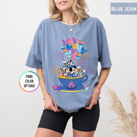 Discover Comfort Colors Disneyyland 70th Anniversary Shirt, 2025 Disneyyy Teacup Ride Tee, Mickeyy & Friends