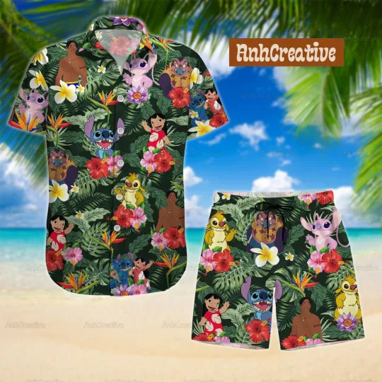 Discover Stitchh Button Shirt And   Stitchh Ang Angel Hawaiian Shirt Disneyyy Hawaiian Sh