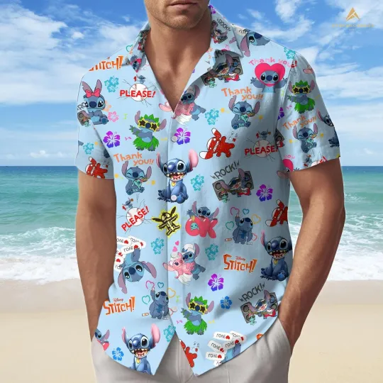 Discover Stitchh Disneyyy Aloha Button Shirt Stitchh Men Shirt And  s Disneyyy Shirt Disneyyy