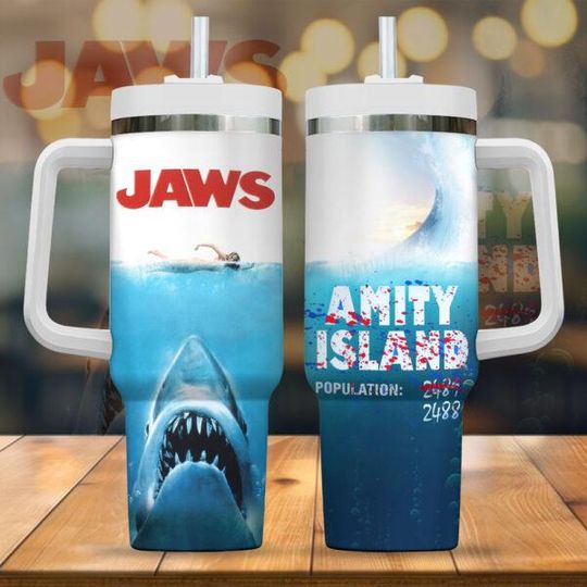 Discover Jaws Scary Movie Tumbler 40 oz with Handle