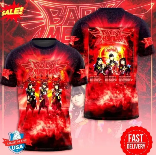 Discover Babymetal Tour Date List 3D Shirt S-5XL - 2025 shirt Gift For Fan Gift Men Women
