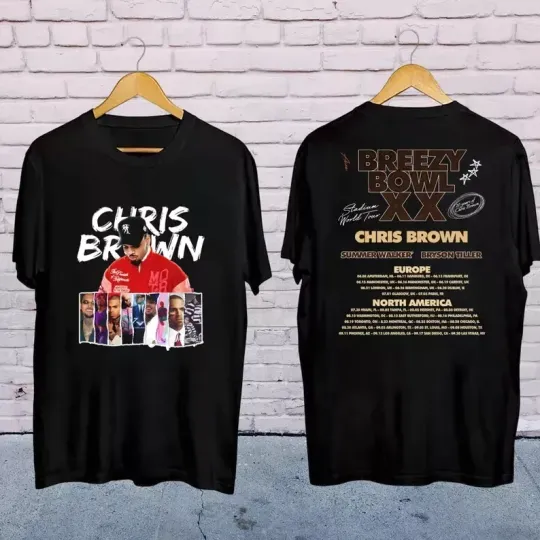 Discover Chris Brown Graphic Shirt, 2025 Chris Brown Breezy Bowl XX Tour T-Shirt