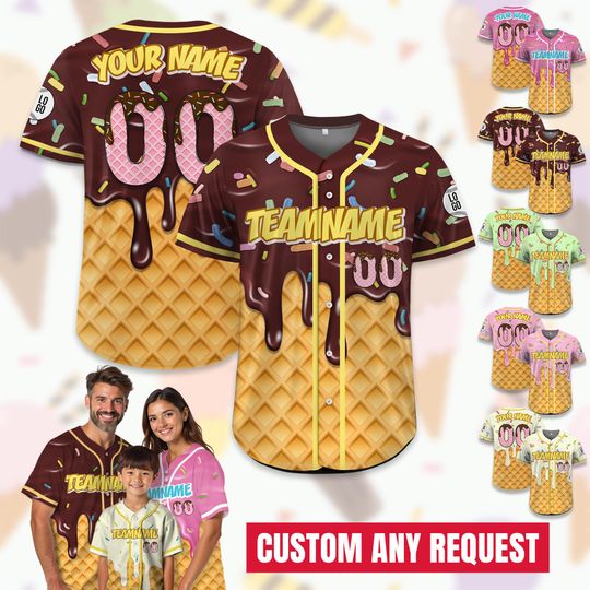 Discover Personalized Ice Cream Drip Baseball Jersey for Men Women Youth Kid
