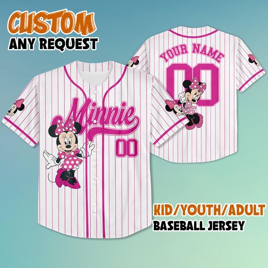 Discover Personalized Disneyyy Minniee Mouse Baseball, Custom Mickeyy and Friends Jersey