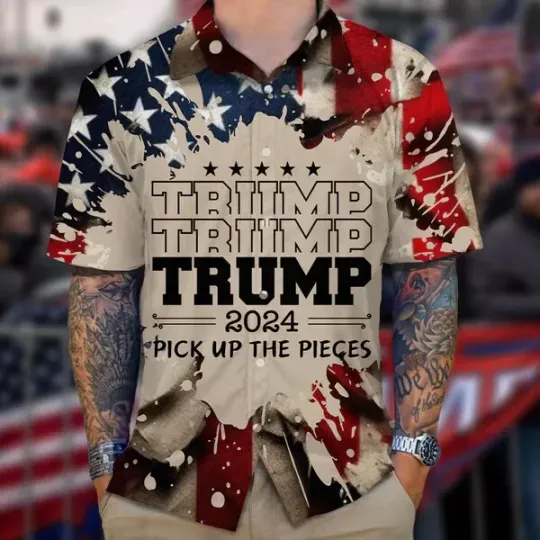 Discover Trump 2024 Pick Up The Pieces Hawaiian Shirt