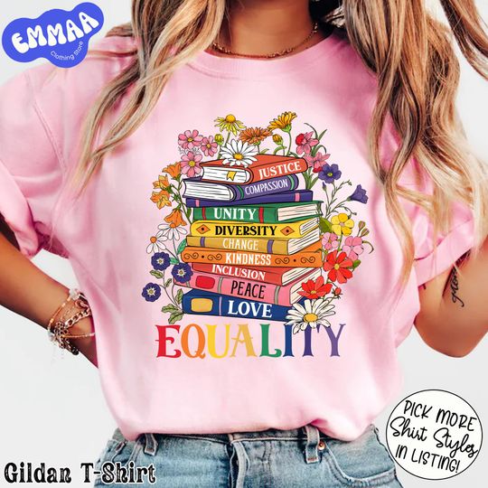 Discover Equality Book Flower Shirt, Equal Rights Shirt, Human Rights Tee, Pride ShirT