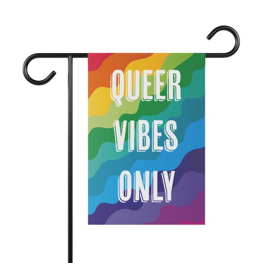 Discover Queer Vibes Only Rainbow Pride Garden Flag, Gay Pride LGBT Ally Garden