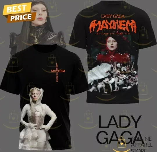 Discover Lady Ga_ga The Mayhem Ball Tour 2025 3D T-Shirt Licensed Gift Full