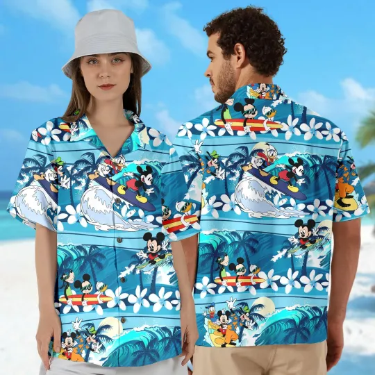 Discover Disneyyy Mickeyy mouse Surfing With Friends 3D Hawaiian Shirt Mickeyy mouse And Frie