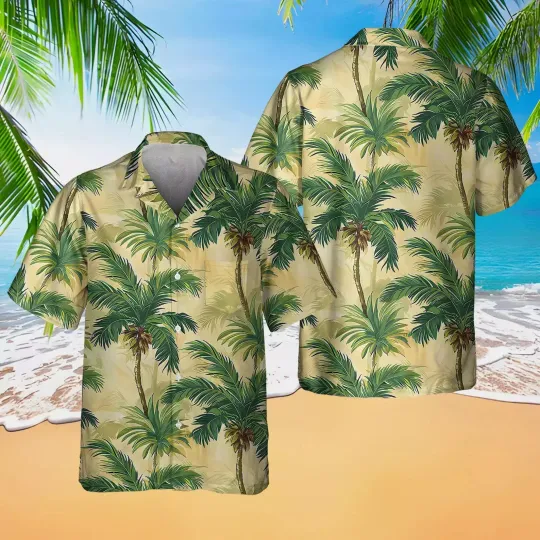 Discover Tropical Palm Tree Aloha Hawaiian Shirt, Button Down