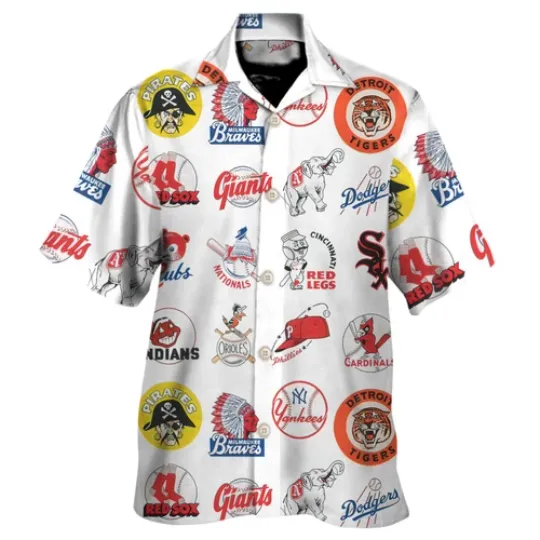Discover Amazing Vintage Baseball Patch Hawaiian Shirt Aloha Summer Beach Button Down