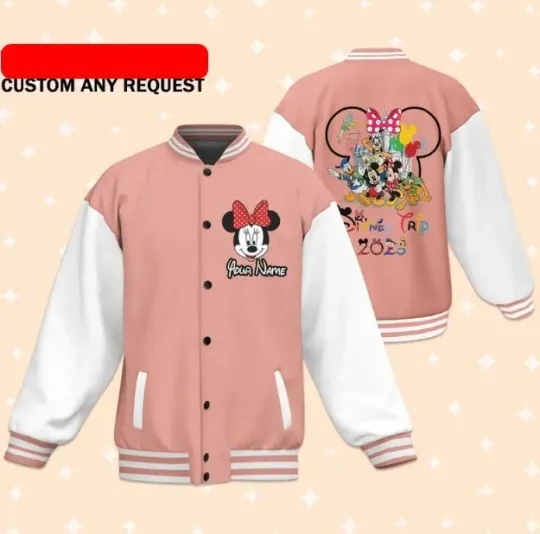 Discover Personalize Disneyyland Disneyyy Trip With Minniee Mouse Head, Baseball Jacket,