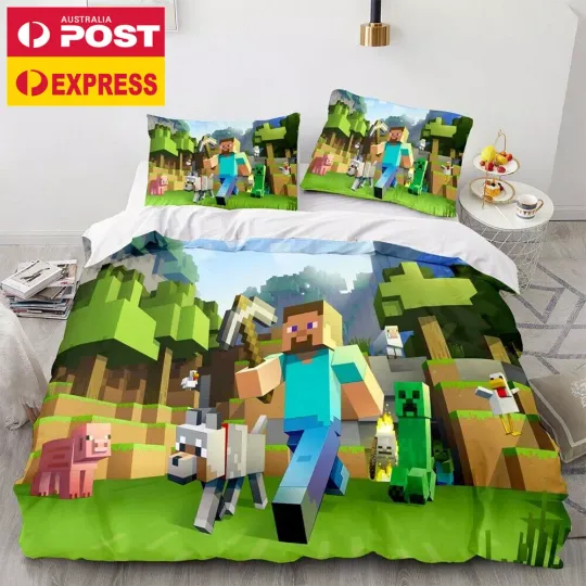 Discover Minecraft Gaming Steve Cartoon Bedding Set