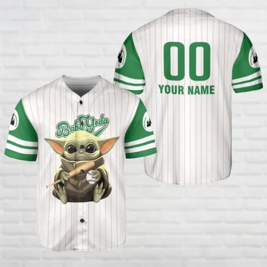 Discover Babyy Yodaa Jersey Shirt Starr Warss Baseball Jersey Grogu Baseball Shirt Custom Na