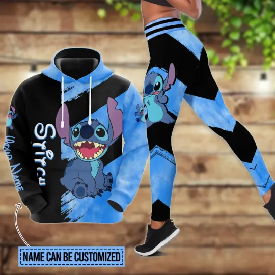 Discover Disneyyy Stitchh 3D Hoodie Women's Hoodie Set Mickeyy Yoga Pants Hoodie Leggings