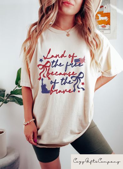 Discover Land Of The Free Because Of The Brave Shirt, Retro 4th of July T-Shirt