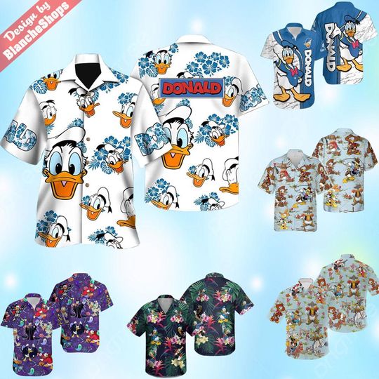 Discover Donald Duckk Hawaiian Shirt, Donald Duckk Floral Hawaiian Tee, Disneyyy Hawaiian Shirt