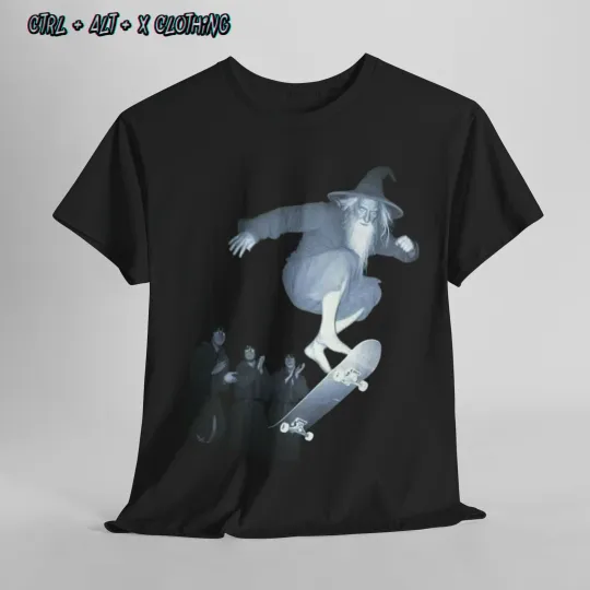 Discover Skateboard Gandalf T-Shirt, Skateboarding Tee, LotR Fan Gift, Funny Graphic