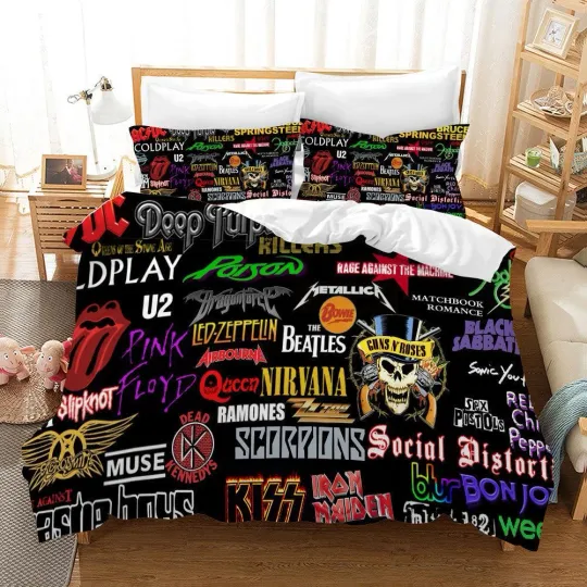 Discover 3D Rock Bands Sign Quilt Cover Set Bedding Sets Pillowcases