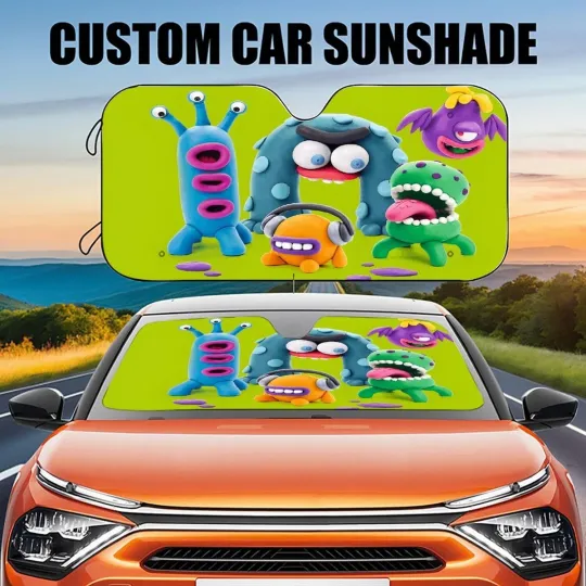 Discover Monster Auto Sun Shade, Windshield sunshade, Cute colorful sunshade