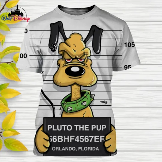Discover Disneyyy Mugshot Fun T-Shirts plutoo