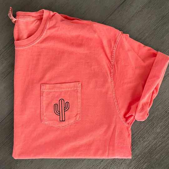 Discover Cactus Tee- Comfort Colors Cactus Monogram Pocket Tee- Personalized Pocket T-Shirt