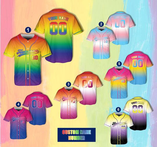Discover Personalized Pride Month Baseball Jersey, Custom Name LGBTQ+ Jersey