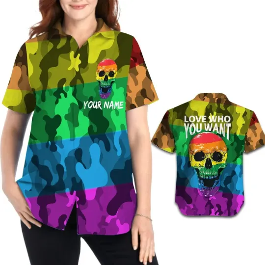 Discover Personalized Lesbian Hawaiian Shirt With Name, Pride Month