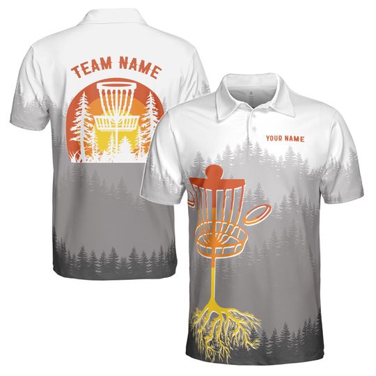 Discover Custom Name Team Name Disc Golf in The Gray Forest Men's Polo Shirt S-5XL