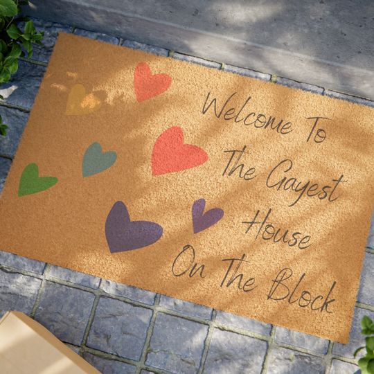 Discover Gay Pride Welcome Mat, Welcome To The Gayest House On The Block