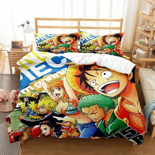 Discover Anime One Piece Boys Double Duvet Cover Comforter Sets Cartoon Luffy Zoro Nami Sanji